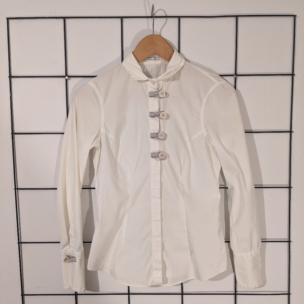 White Crystal Placket Shirt